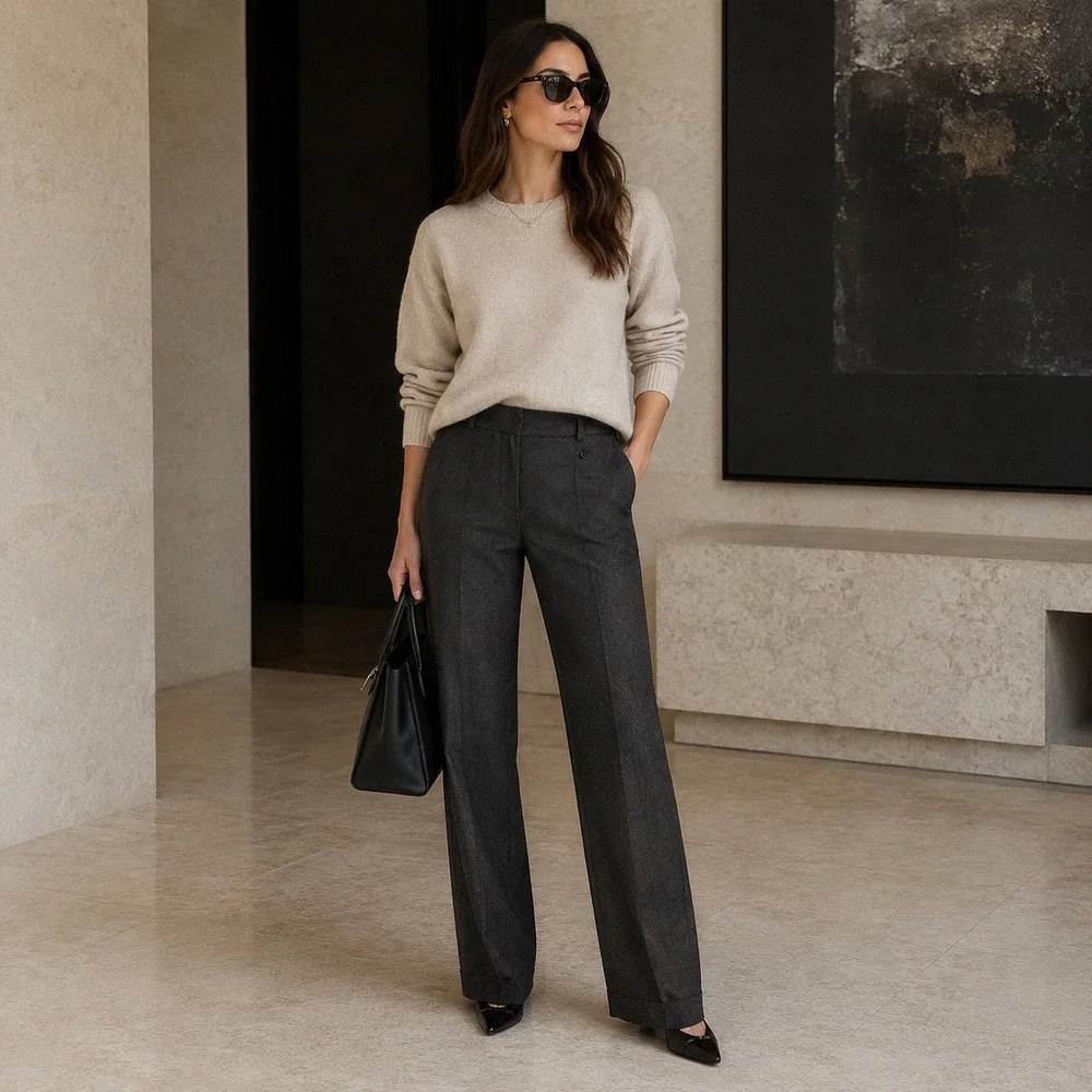 Atelier Urban Outfitters Women's Dress Pants Size 6 Gray Flat Front Straight Leg